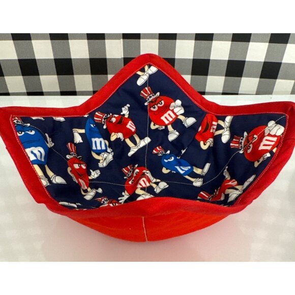 Handmade M&M MASCOTS Microwave Safe Bowl Cozy Reversible Quilted Cozie Medium - Picture 2 of 6